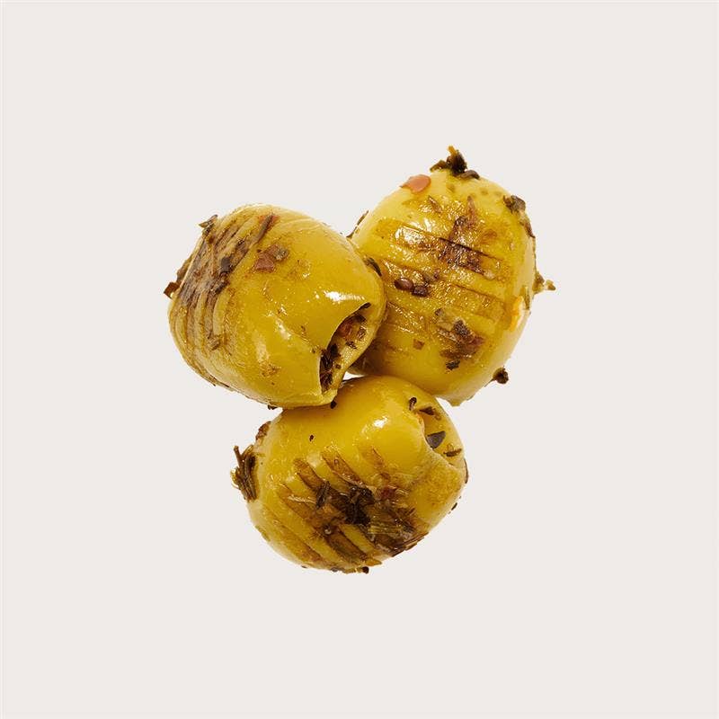 GRILLOELIVEN 170 g - Gegrillte grüne Bio Oliven, pikant
