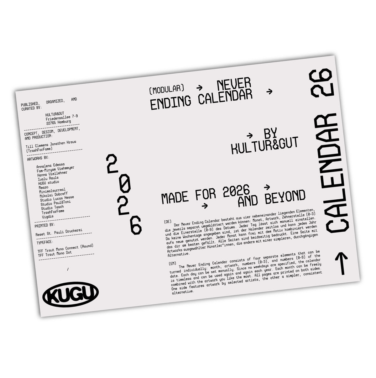 NEVER ENDING CALENDAR KUGU X trashforfame